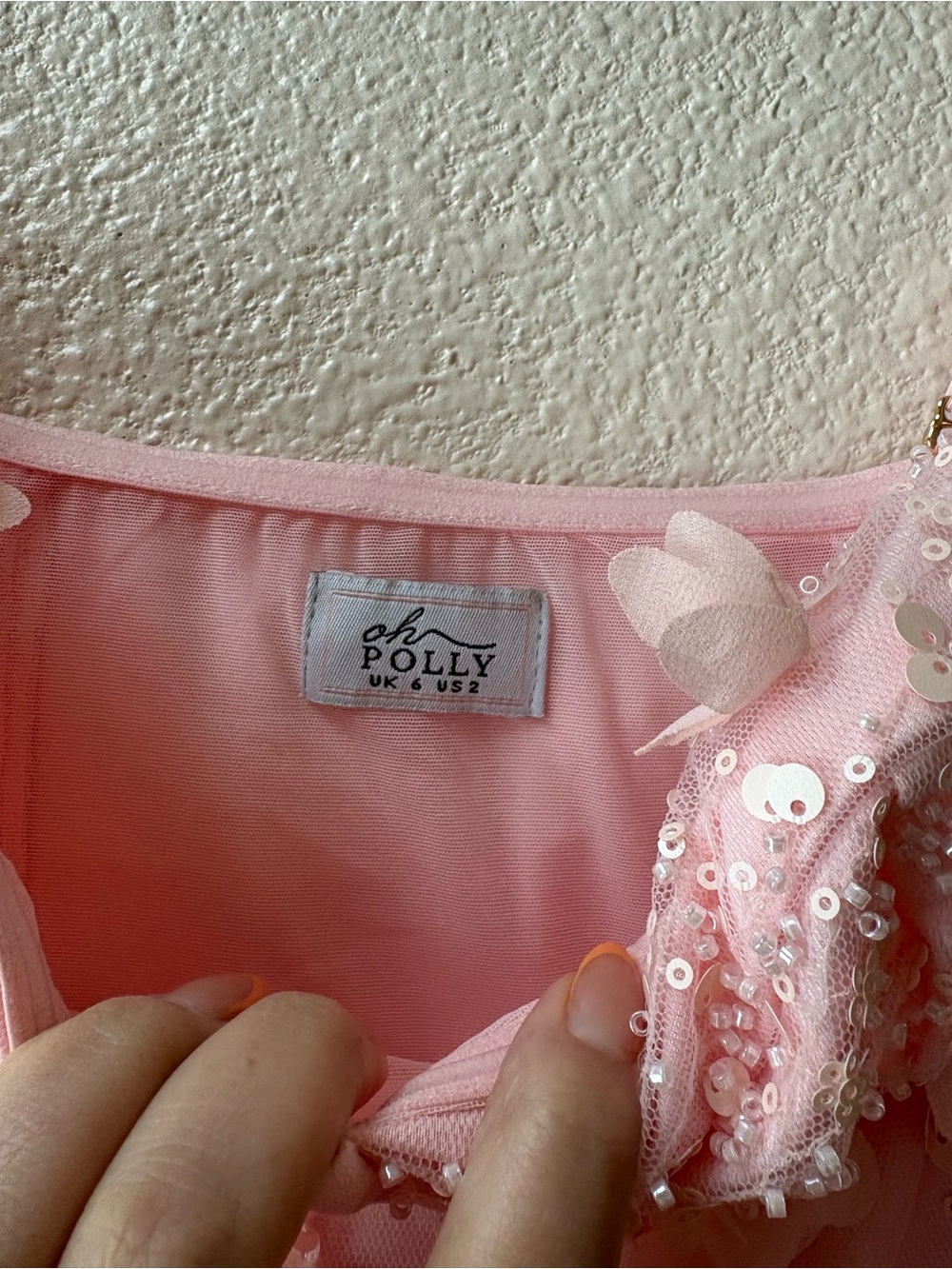 Oh Polly Edita Embelished Bandeau A-Line Floral Mini Dress in ballet pink - Picture 9 of 12
